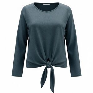 Max Studio Dark Teal Knot Front Long Sleeve Top